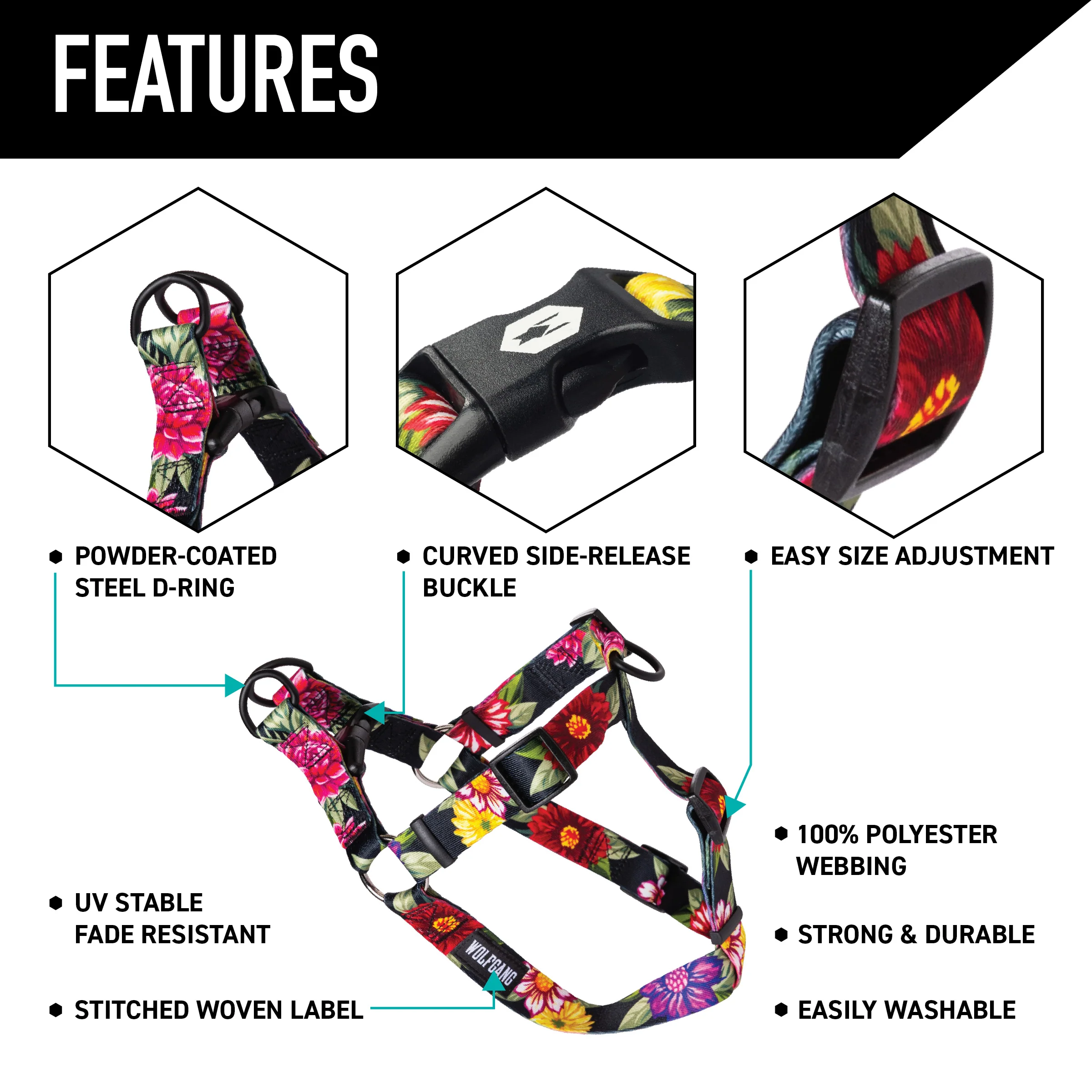 DarkFloral Dog Harness - Image 3